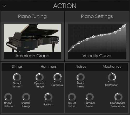 Arturia Piano V review piano settings and piano tuning settings image