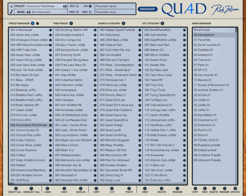 Rob Papen QUAD Review preset manager